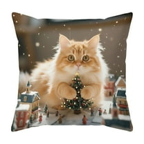 OAVQHLG3B Christmas Pillow Covers Santa Deer Christmas Tree Throw Pillow Cases Winter Xmas Decorations for Farmhouse Home Bedroom Sofa Couch Outdoor Party Holiday Decor 17.7x17.7 Inch