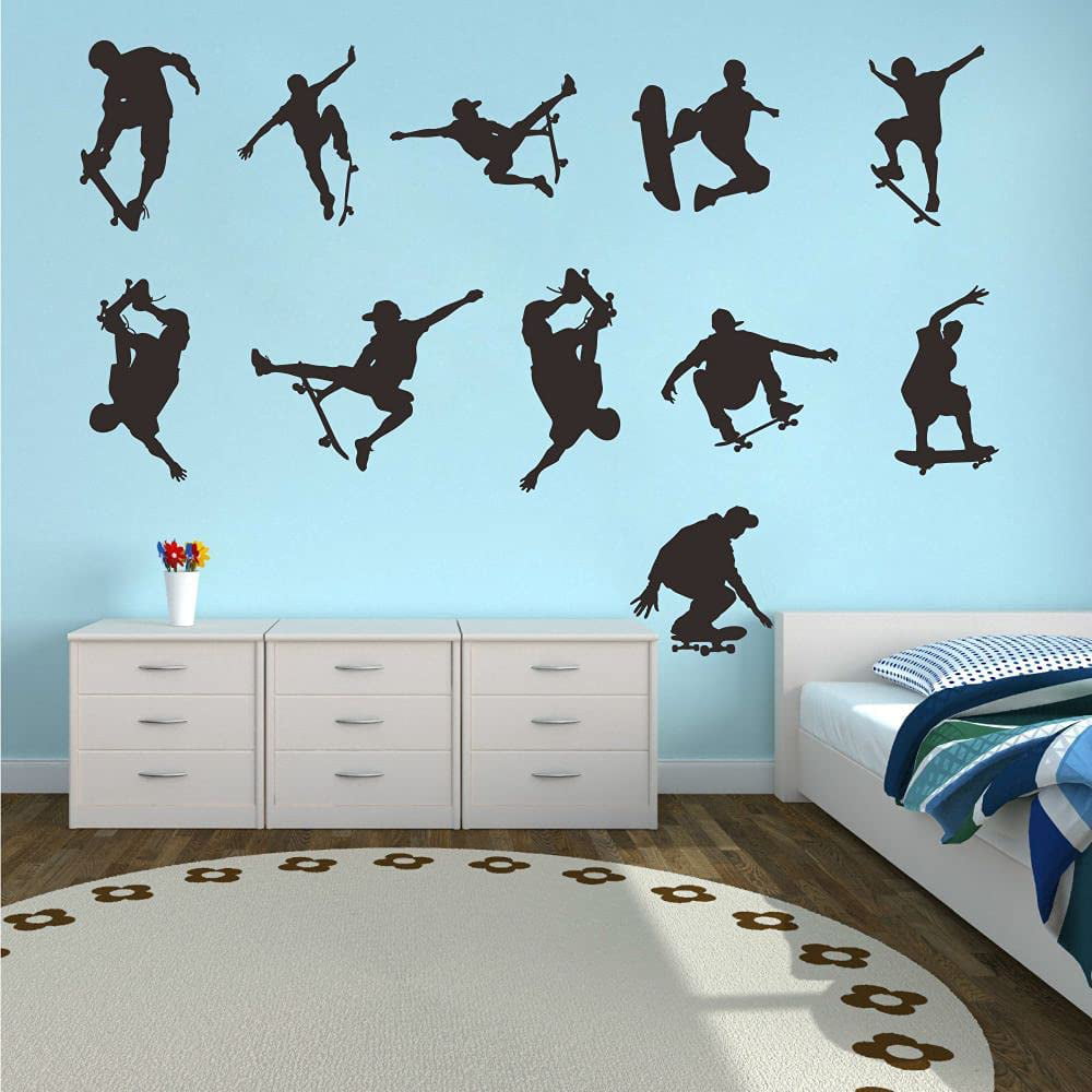 Skater Silhouette Decor Vinyl Wall Sticker Art Bedroom Decal Skateboard 01 