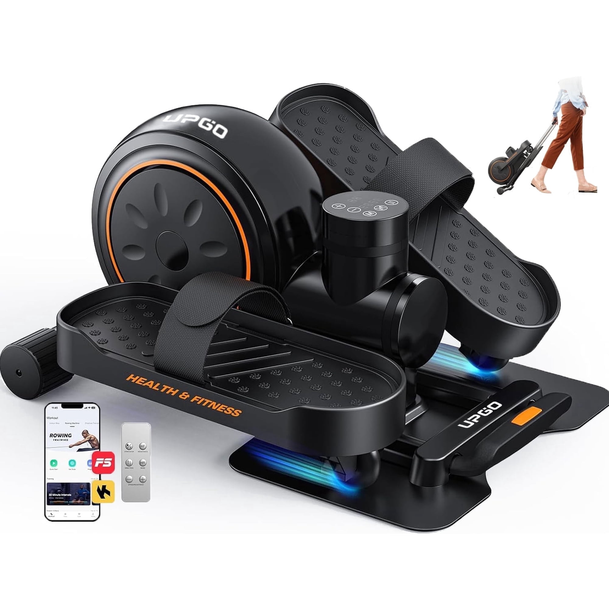 UPGO Under Desk Ellipticals Electric, Elipse Leg Exerciser for Seniors Fully Assembled, Seated Pedal Exerciser with Remote Control & Non-Slip Pedals