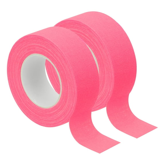 Uxcell 1 Inch x 33 Feet Neon Gaffer Cloth Tape, 2 Roll Fluorescent Adhesive Tape Black Light Glow Tape for Party, Pink