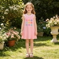 thumbnail image 4 of Zpanxa Girls Summer Dress Girl's Casual Sundress Floral Print Sleeveless Round Neck Dresses Pink 7 Years, 4 of 5