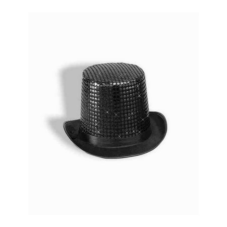 Black Sequin Adult Top Hat Halloween Costume Accessory