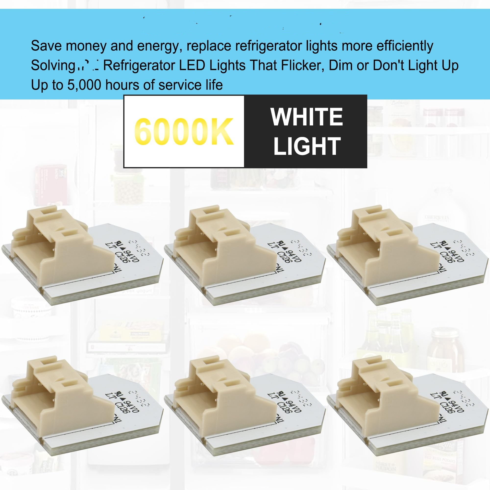 4Pcs WR55X11132 Refrigerator LED Light Compatible with GE Refrigerator Model WR55X25754 WR55X26486 WR55X30602 EAP12172918 4590213 AP6261806 PS12172918, Not-Include Plastic Cover