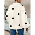 thumbnail image 2 of Women'S French Polka Dot Half-Open Collar Loose Bubble Long Sleeve Top  Polka Dots XL, 2 of 6