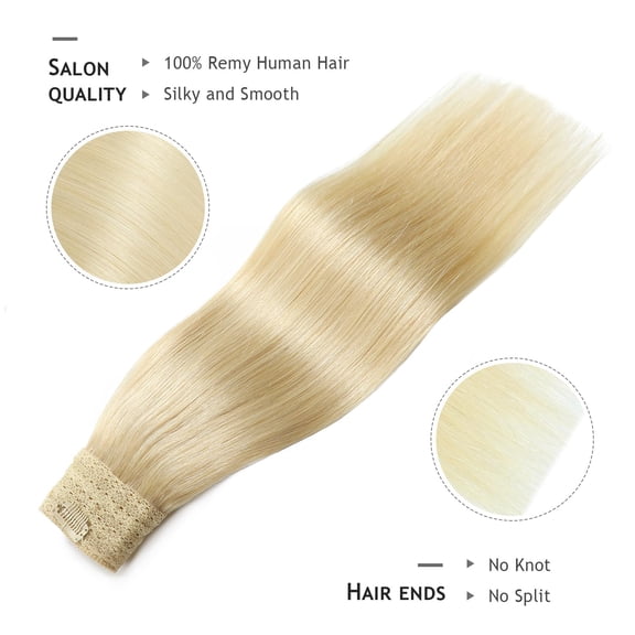 WEIF-Human Hair Extensions Wire Hair Platinum Blonde,12 Inch #60 Hairpiece Remy Human Hair Extensions,70g Wire Hair Extensions by （12inch 70g Platinum Blonde）