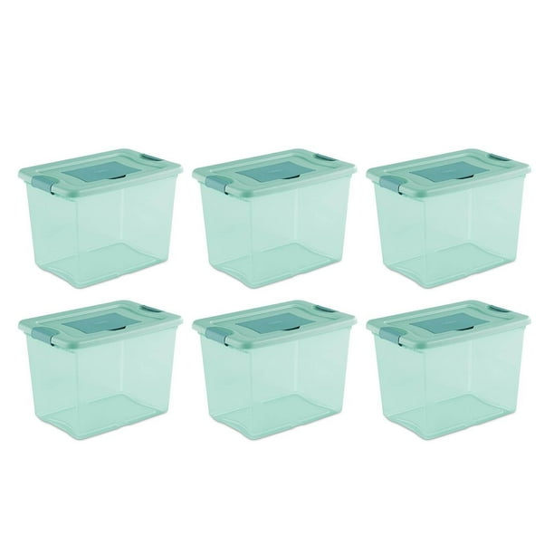 Sterilite 6 25 Gallon Fresh Scent Stackable Plastic Storage Box Aqua Count Com Sterilite 6 25 Gallon Fresh Scent, Aqua Plastic Storage Containers