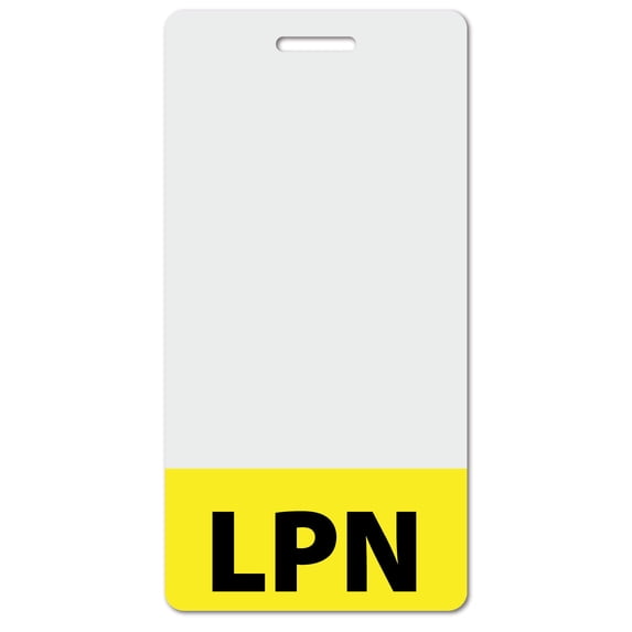LPN Heavy Duty Vertical Yellow (50 pack) - Spill & Tear Proof Cards - 2 Sided USA Printed Quick Role Identifier ID Tag Backer by BadgeZoo