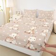 thumbnail image 4 of Castle Fairy Cute Bowtie Giraffe King Sheets 4pcs,Heart Stars Print Bedding,Cream Brown White,1 Fitted Sheet, 1 Flat Sheet and 2 Pillowcases, 4 of 6