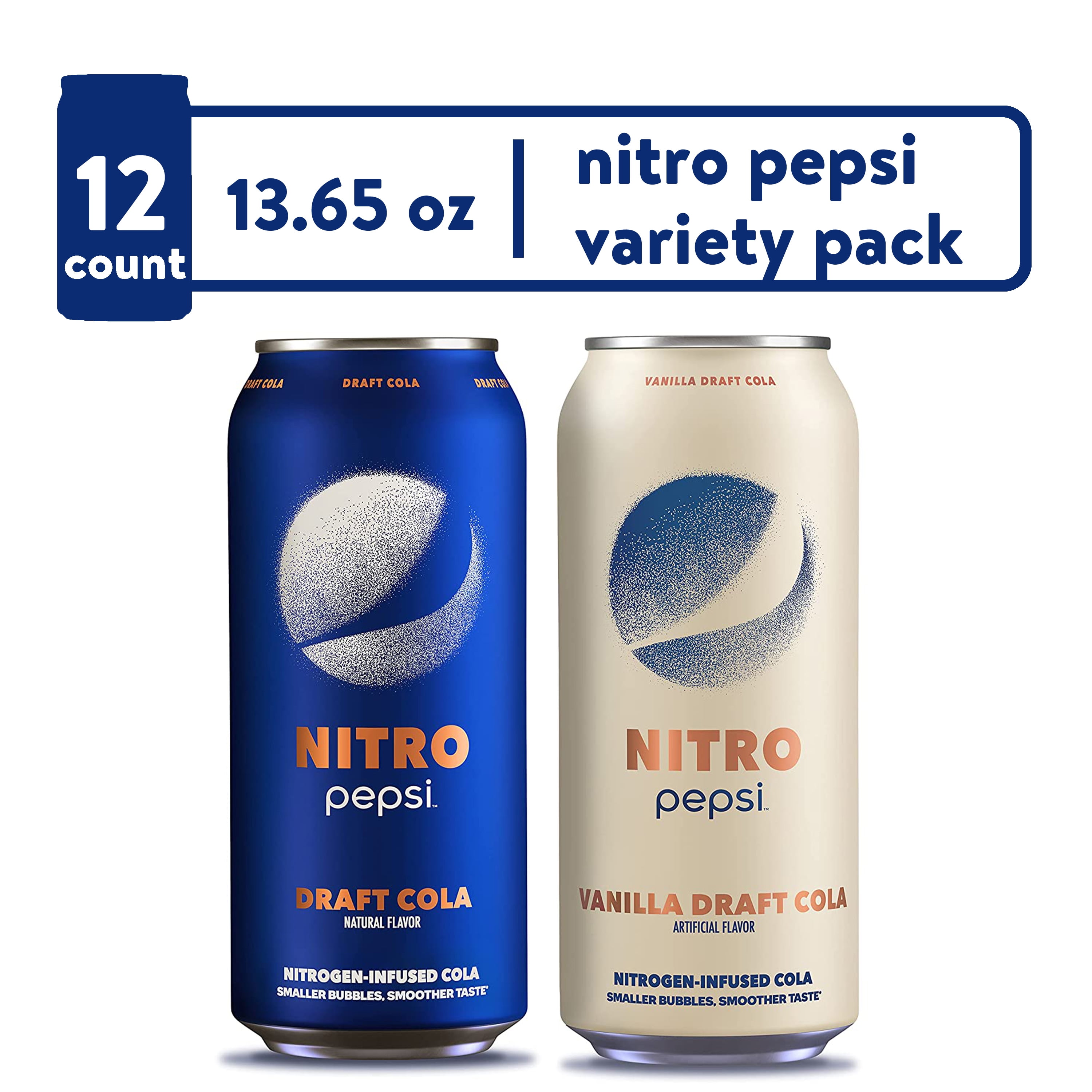Nitro Pepsi Draft Cola, 2F Variety Pack, 13.65 oz Cans, 12 Count