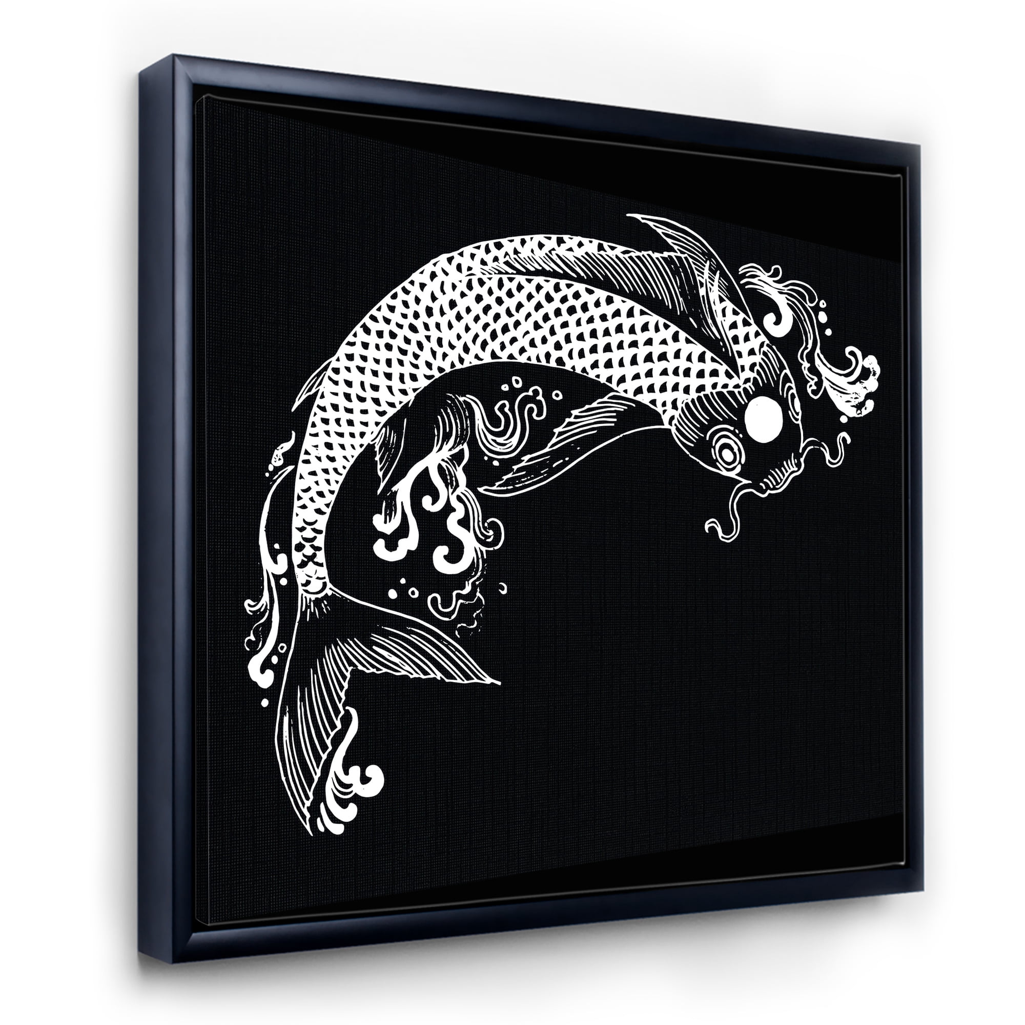 Designart 'Chinoiserie With Koi Fish I' Traditional Framed Canvas Wall Art Print