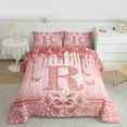 thumbnail image 2 of Manfei Kawaii Bowknot Alphabet R 3-Piece Full Size Comforter Sets for Female Women Teens,Bling Glitter Splash Bedding Comforter Set,Flying Butterfly Lightweight Bedding Sets,Dreamy Princess, 2 of 8