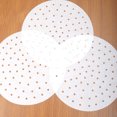 thumbnail image 3 of 100 Pcs 9 Inch Food Graded Perforated Steamer Paper Liners Round Disposable Non Stick Mat Baking Cooking, 3 of 6