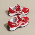 thumbnail image 4 of pwidon Women's Chunky Sneakers Athletic Shoes Platform Breathable Mesh Walking Running Casual Fashion Trainers Red 7, 4 of 5