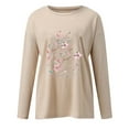thumbnail image 3 of CEHVOM T-shirt Blouse à Manches Longues Col Rond Imprimé Décontracté pour Femmes, 3 of 3