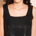 thumbnail image 4 of Globus Women Black Embellished Square Neck Sleeveless Top With Skirt, 4 of 5