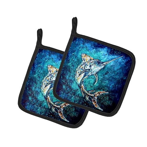 Marlin Pair of Pot Holders 7.5 in x 7.5 in