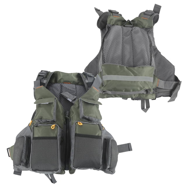 Fly Fishing Vest Multi Pocket Waistcoat Adjustable Fishing Life Jacket with Floating Pad