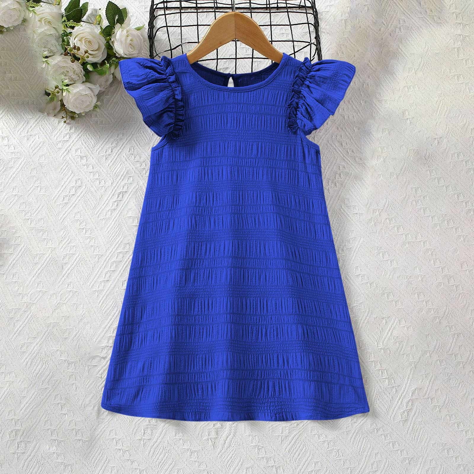 Sriper Camisole Dress for Toddler Girls 3T-4T,Short Sleeve Dresses 10-12,Dresses 9-10 Years Old Cute Outfits Kids Size 12-14,2T Girls Clothes Clearance Under $10,, Blue 8-9Years