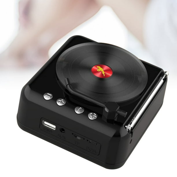 (negro) Radio portátil, altavoz con radio Bluetooth 5.0, radio FM recargable, enchufe de batería, radio de pared retro