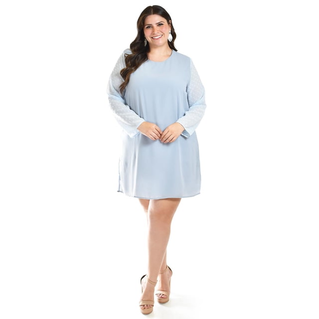 Vestido de mangas con relieve Roman Fashion Tallas Extras 3823 Azul claro 42
