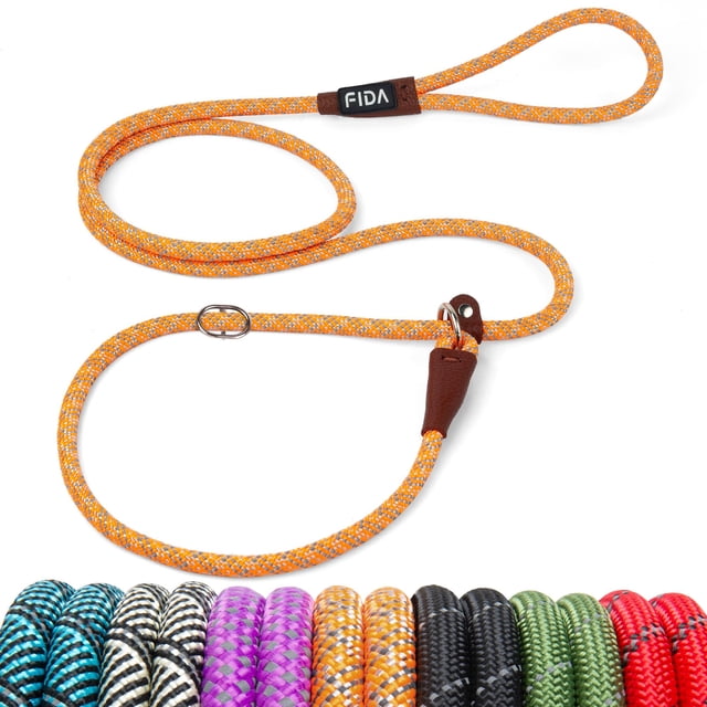 Correa para perros Fida, duradera, de nailon, 6 pies x 3/8 pulgadas, naranja