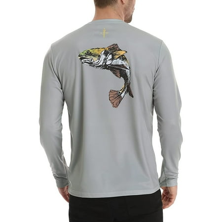 LRD Fishing Shirts for Men Long Sleeve UPF 50 Sun Protection Performance Shirt Redfish Gray - XXXL