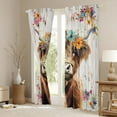 thumbnail image 3 of Castle Fairy Farmhouse Highland Cow Curtains Pack of 2 (42x84 Each) for Female Men Women,Colorful Floral Flowers Curtains Blackout,Rustic Cabin Cottage Bedroom Curtains,Lightweight Room Decor, 3 of 6