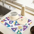thumbnail image 2 of Yayeee Dish Drying Mat for Kitchen Counter 16" x 18" Microfiber Super Absorbent Coffee Decorative Pad, Green Simple Triangles, 2 of 9