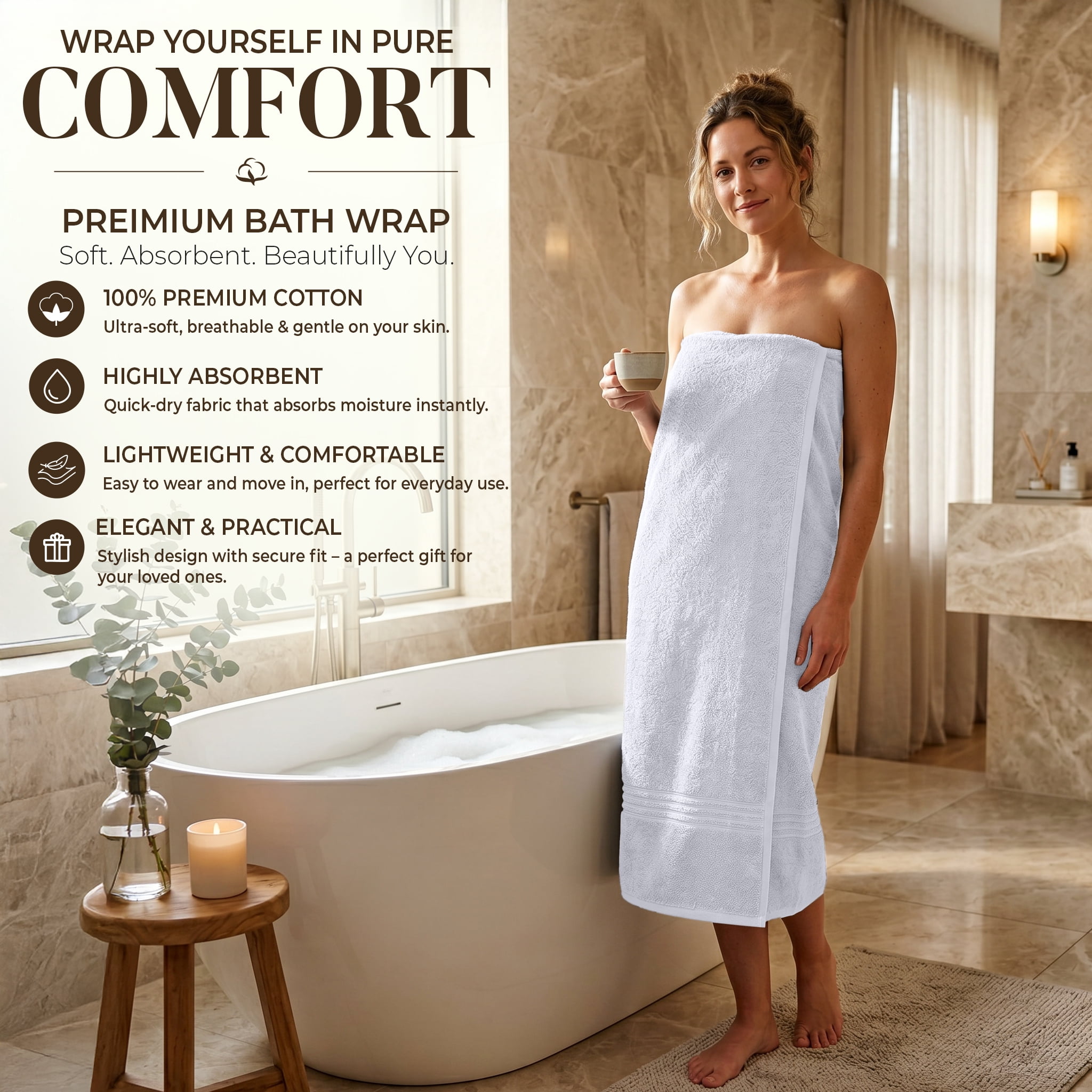Dan River Bath Sheet 1 pack 40x80 in Soft Absorbent and Quick Dry jumbo Cotton Towel - White