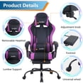 thumbnail image 5 of PayLessHere Ergonomic Racing Desk Chair Computer Chair Gaming Chair with Footrest Lumbar Support Headrest Armrest Task Rolling Swivel Ergonomic E-Sports Adjustable PC Gamer Chair (Purple), 5 of 5