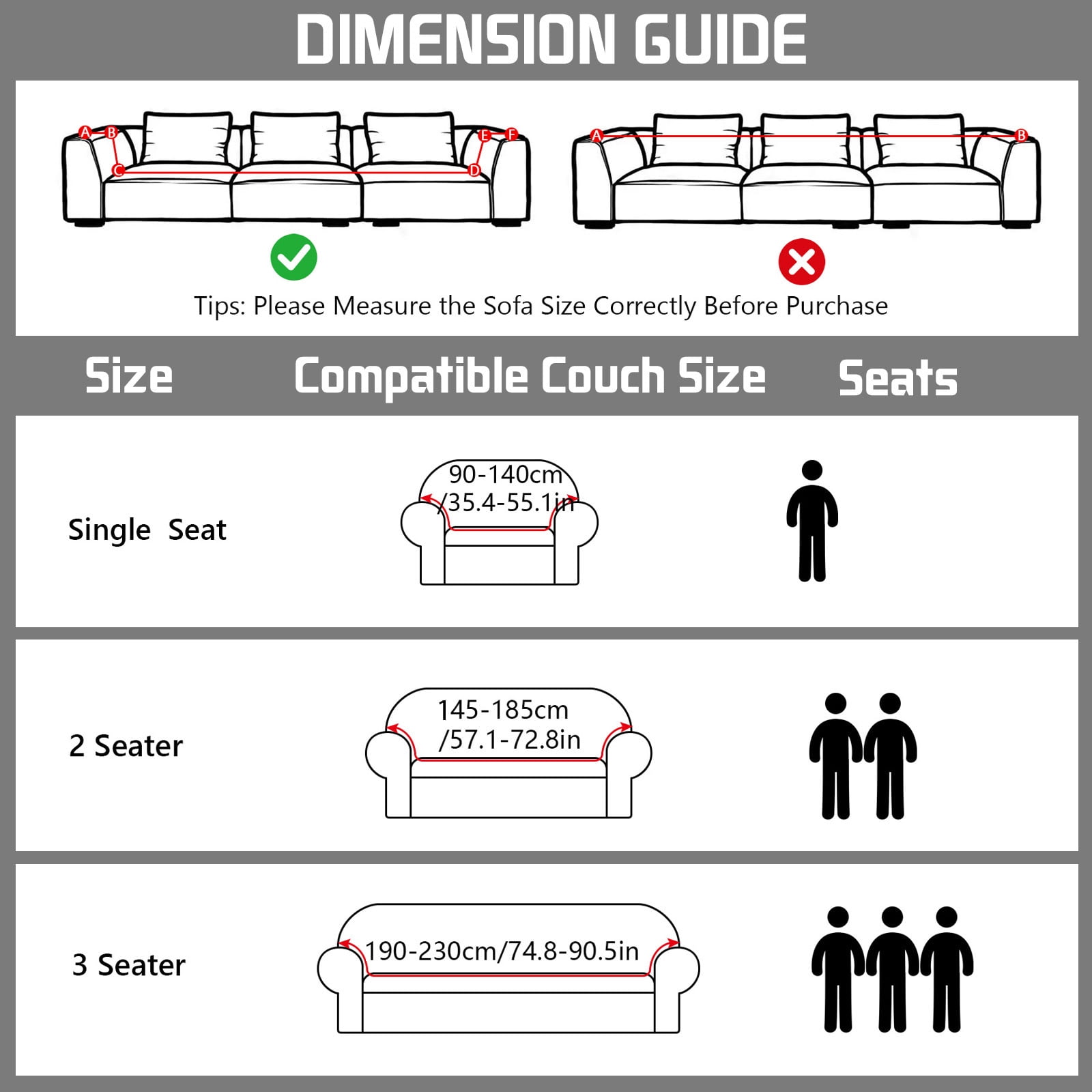 ANMINY Elastic Sofa Cover Full Coverage Sofa Slipcovers Thick Jacquard Fabric Non-Slip Couch Protect 1-Seater (35"x55")