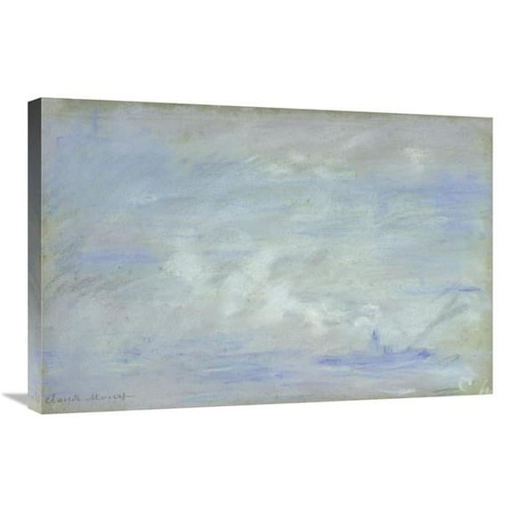 Global Gallery GCS-278639-30-142 30 in. Boat on the Thames, Impression of Mist Art Print - Claude Monet