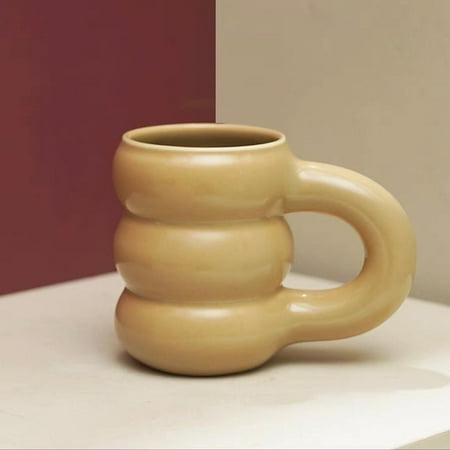 

450ml Mug Tire Shaped Juice Mug Drinkware Large Capacity for Home Office - Creamy yellow others
