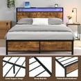 thumbnail image 6 of Leumius Industrial Style Queen Size Bed Frame with LED Lights and 2 USB Ports,Metal Platform Bed Frame with Storage Headboard,Noise Free,Queen, 6 of 9
