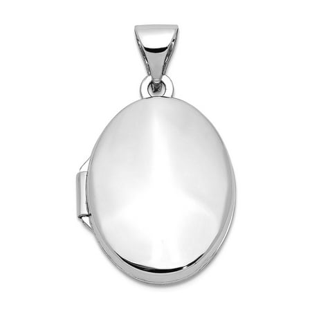14.1mm 10k White Gold Polished Oval Locket Locket Necklace for Women - .6 Grams