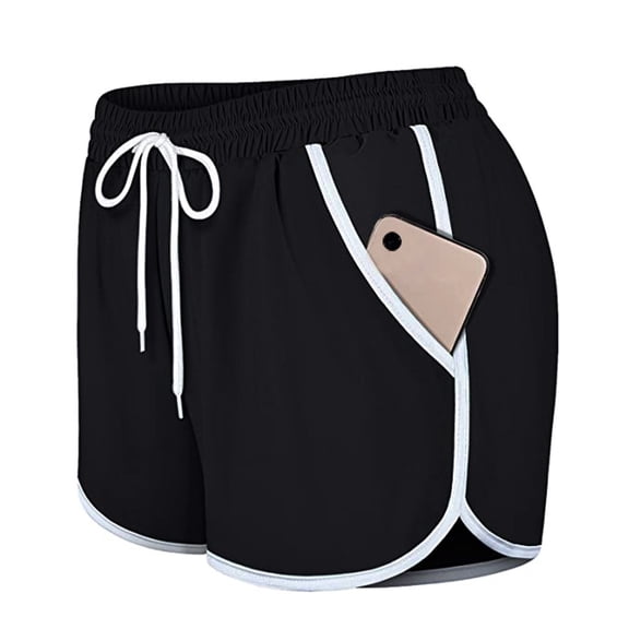 Trendfront Womens Athletic Shorts Elastic Drawstring Waist Contrast Lightweight Casual Running Bottoms