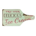 thumbnail image 2 of Ice Cream Cutting Board, Try Our Delicious Ice Cream Logo Pop Art Style Advertisement Graphic Print, Tempered Glass Cutting and Serving Board, Wine Bottle Shape, Pink Cream Umber, by Ambesonne, 2 of 5