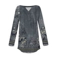 thumbnail image 5 of Pxiakgy Women's Fall Long Sleeve Henley Tops V Neck Tunic Casual Loose Blouse Winter Sweatshirt Long Sleeve Tops for Women Neck Casual Petite T Shirts Grey M, 5 of 5