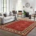 thumbnail image 3 of GlowSol 8'x10' Modern Bordered Area Rug Machine Washable Rug Geometric Border Non-Slip Low Pile Accent Rug Foldable Thin Carpet, Red, 3 of 7