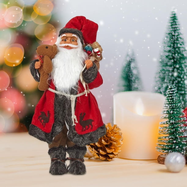 figuras de papá noel,Papá Noel figurilla decoración ornamento Navidad,Decoración de mesa de Papá Noel de pie Decoración de figura,Centros de mesa al aire libre con muñeco 30 CENTIMETROS Macarena figuras de papá noel
