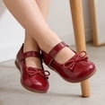 thumbnail image 5 of Gyujnb Toddler Girls Patent Bow Mary Jane Flats Adjustable Strap Non- Sole for School & Daily Wear,4.5-5 Years, 5 of 8