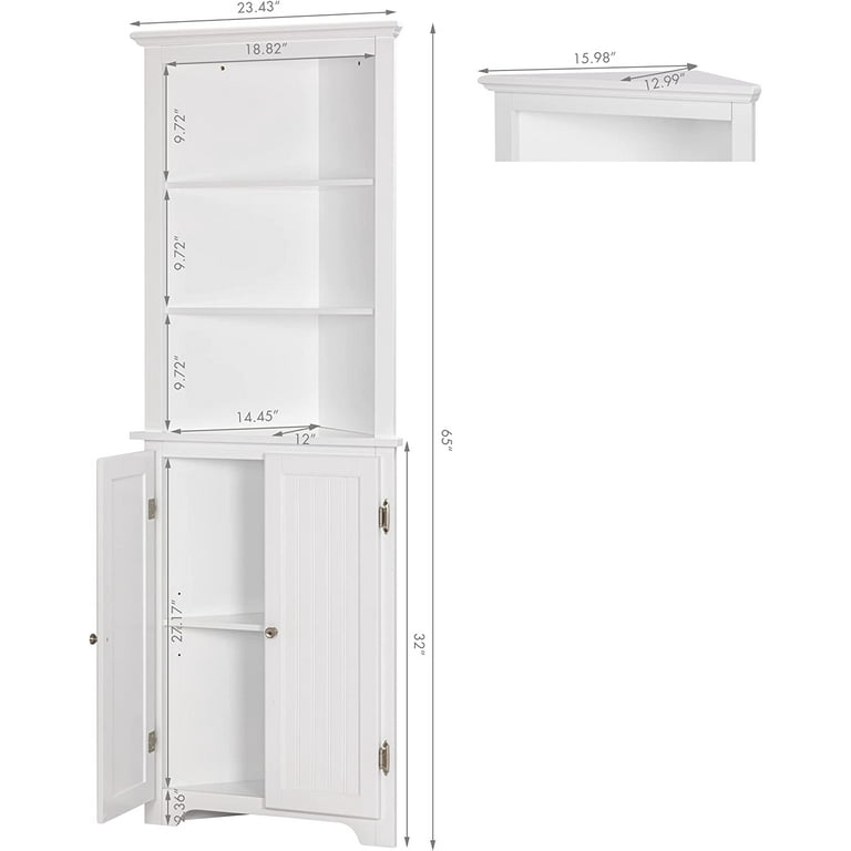 Dropship Tall Bathroom Storage Cabinet, Corner Cabinet With Doors
