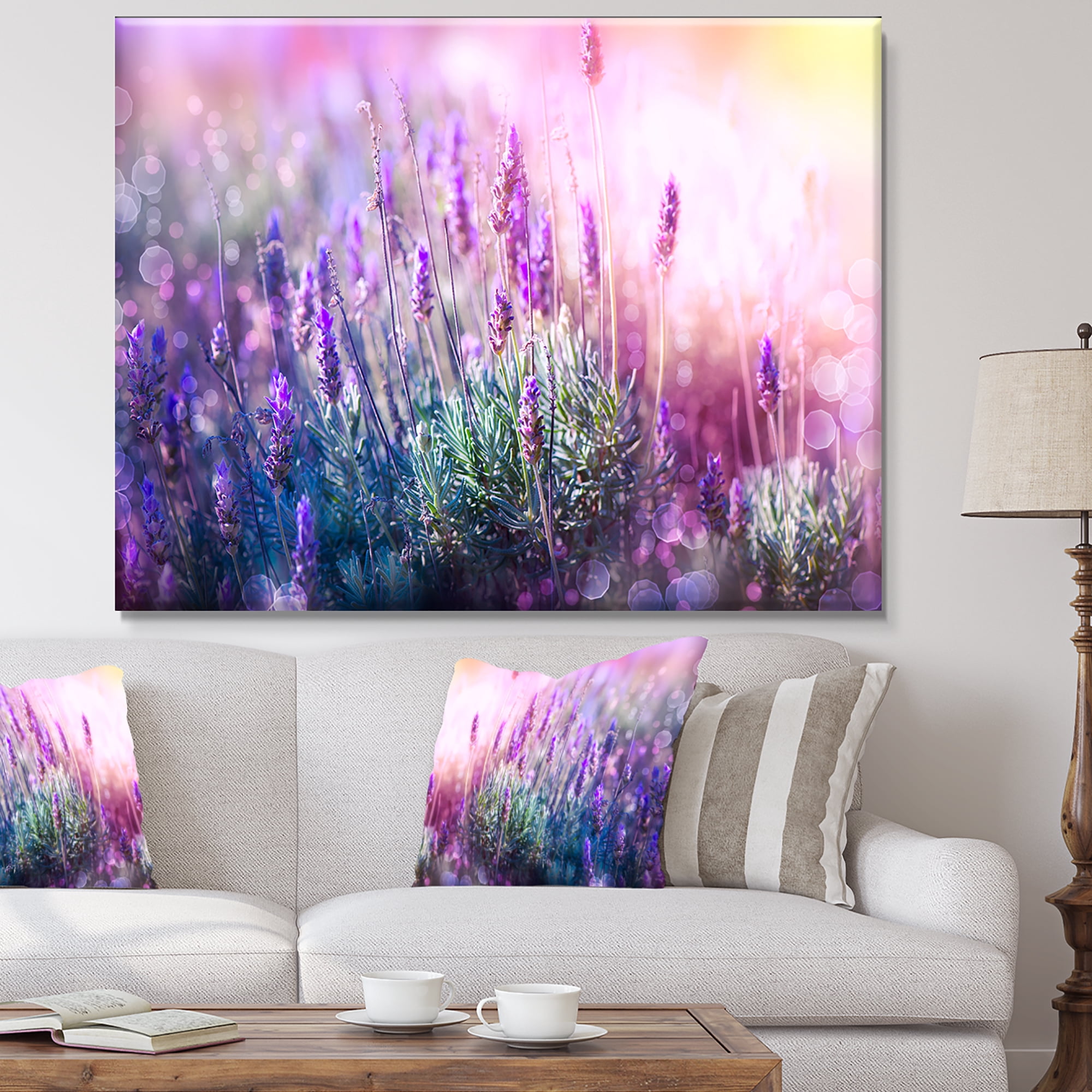 Designart 'Growing and Blooming Lavender ' Floral Canvas Art print