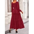 thumbnail image 2 of Vestido PRETTYGARDEN Maxi Rojo con Escote Cuadrado y Fruncido Talle S, 2 of 8