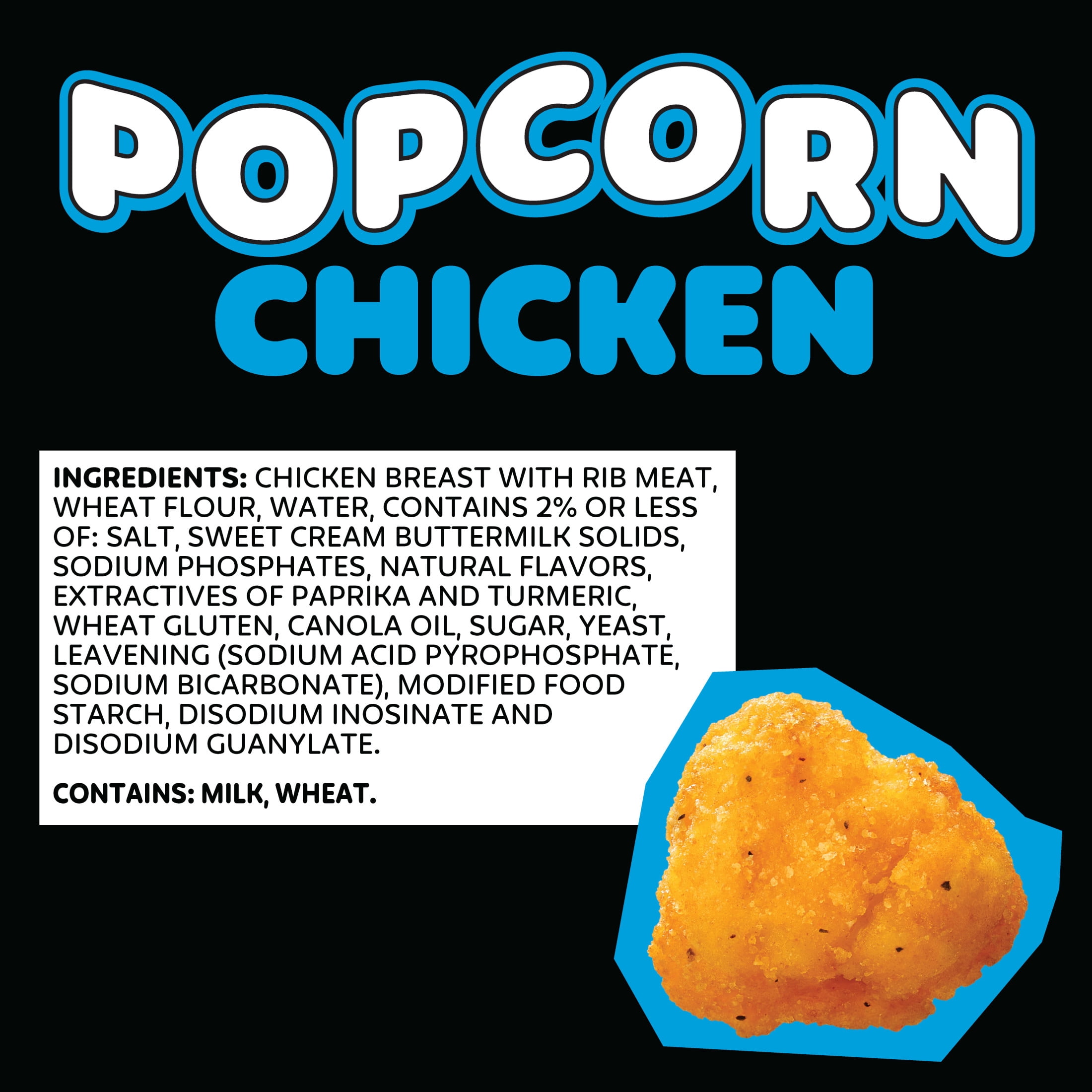 Pilgrim's Fully Cooked Popcorn Chicken Popcorn Shaped Breaded Chicken Breastpatties with Rib Meat 1.5 lb, 11g of Protein, Serving Size 7 Pieces