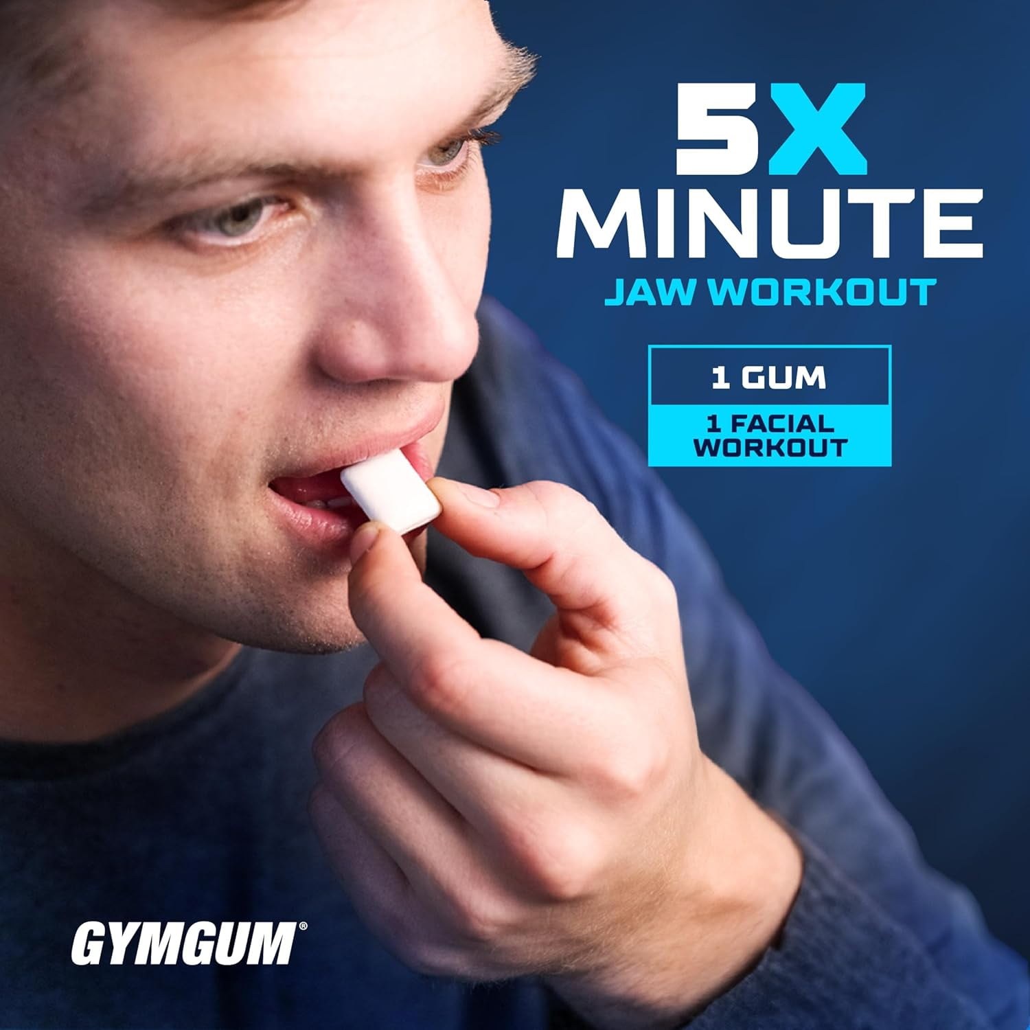 GYMGUM Jawline Ultra Hard Chewing Gum for Jaw Training & Facial Fitness | Sugar-Free, Keto-Friendly Mewing Gum (Arctic Mint, 120 Count)