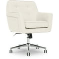 thumbnail image 5 of Serta Ashland Office Desk Chair, Button Tufted Mid-Back, Memory Foam Cushion, Chrome Swivel Base, Ivory, 5 of 10