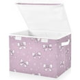 thumbnail image 2 of Light Purple Bows Small Stars Foldable Storage Bin with Lid and Handle Collapsible Storage Box 16.5 x 12.6 x 11.8 inches, 2 of 7