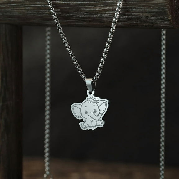 Cute Little Elephant Necklace Lucky Pendant Choker Men Punk Necklace for Women Stainless Steel Keel Chains Antioxidant Jewelry Gifts