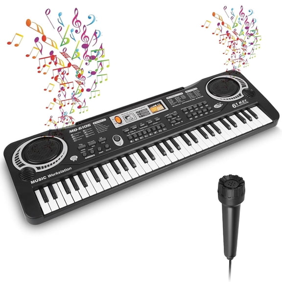 61 Keys Piano Keyboard Digital Music Electronic Keyboard with Microphone Electric Piano Musical Instrument Learning Keyboard for Beginners